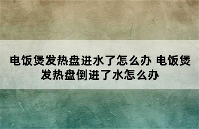 电饭煲发热盘进水了怎么办 电饭煲发热盘倒进了水怎么办